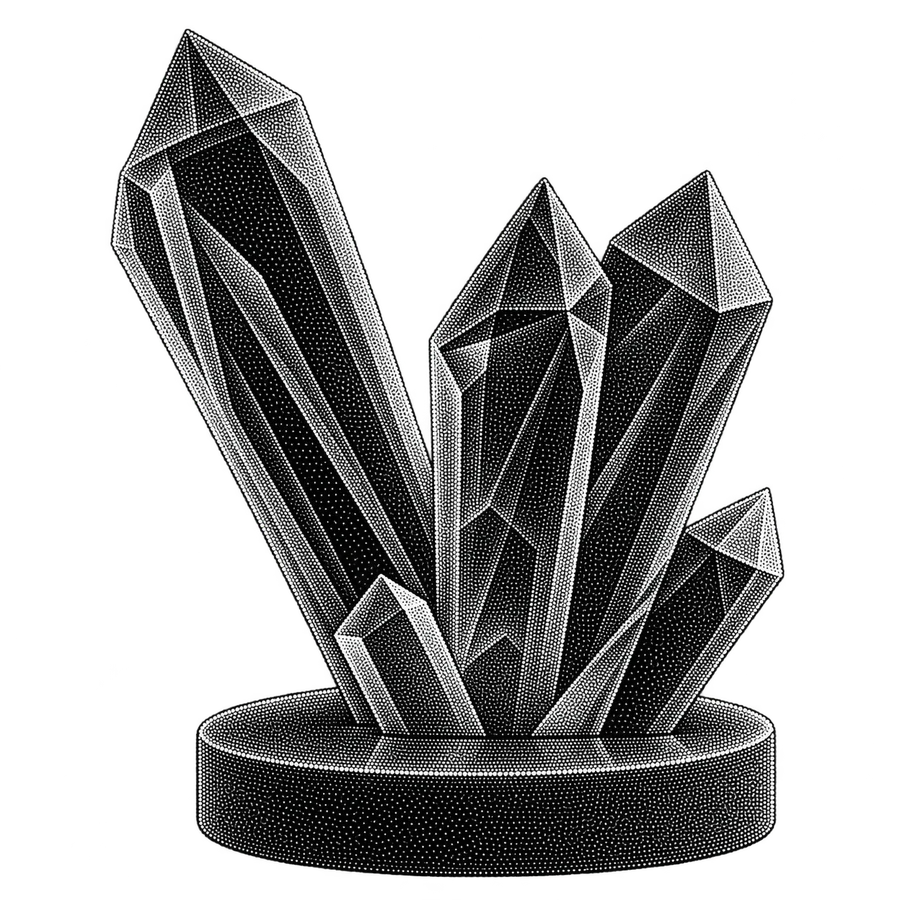 Crystals grown on a plinth