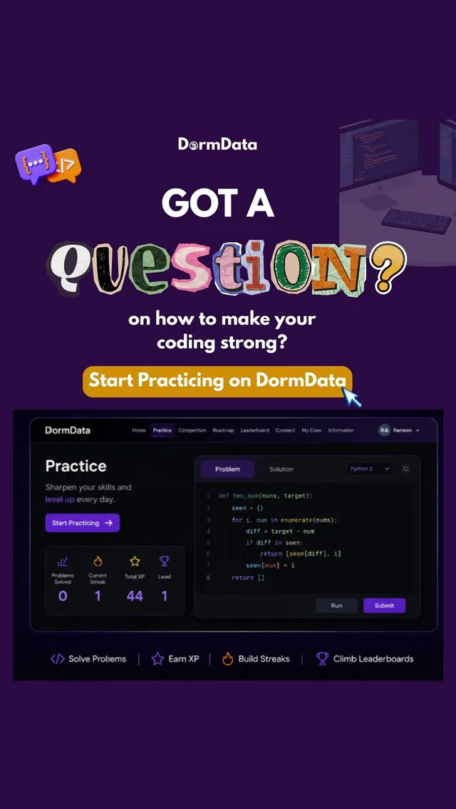DormData Code: Start practicing